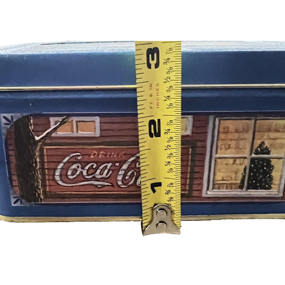 Vtg '03 Coca Cola Coke Christmas Tree Farm Barn Tin Box Jim Harrison Hinged Lid - Picture 8 of 8